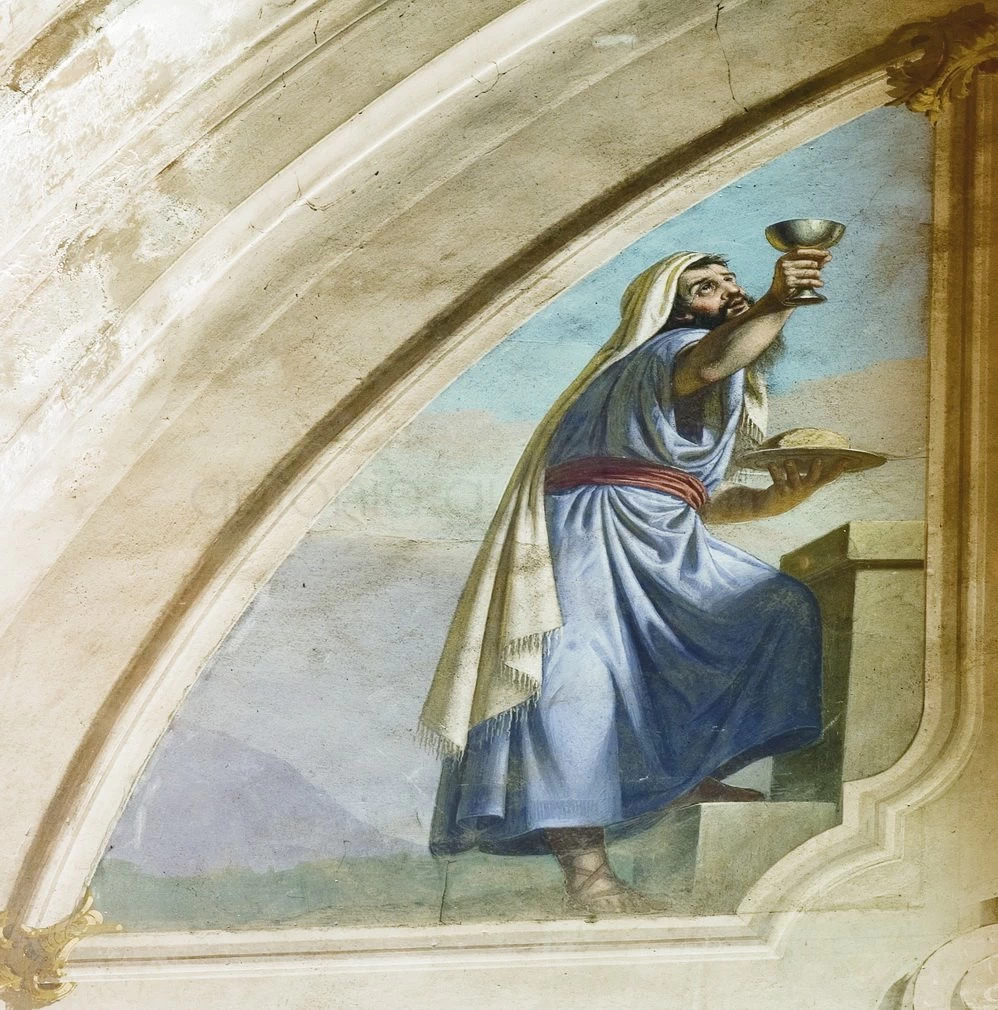 Il profeta Melchisedech - 1880 ca., affresco, chiesa di San Zenone, Passirano (BS)